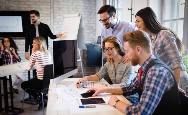Startup team brainstorming product ideas