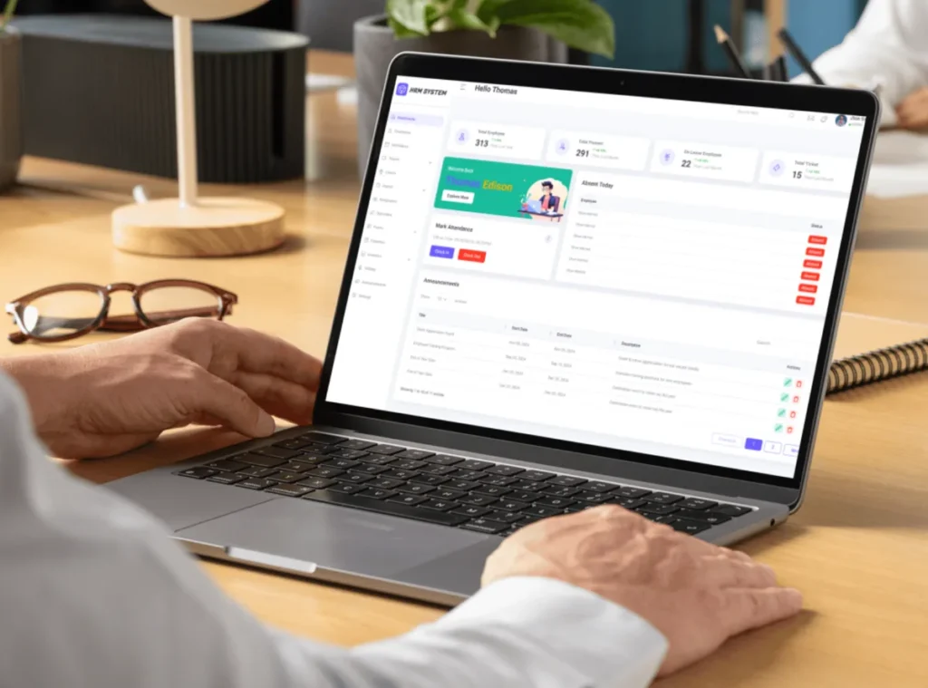 Developer using a web dashboard on a laptop