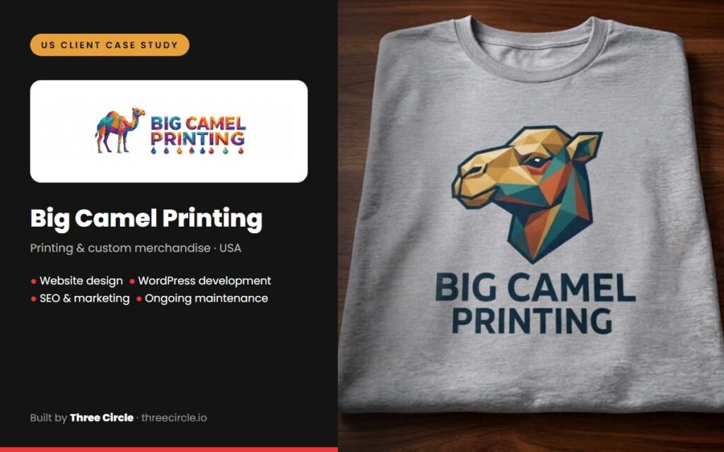 Big Camel Printing website designed and built by Three Circle