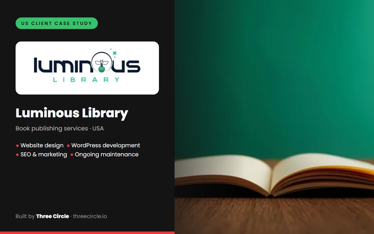 Luminous Library book publishing website built by Three Circle