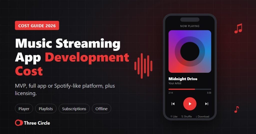 Music streaming app development cost 2026: player, playlists, subscriptions and offline listening